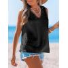 imageCUPSHE Womens Summer Tank Top Lace V Neck Sleeveless Back Open T Shirts Loose Fit Flowy Blouses Trendy Vacation OutfitsBlack