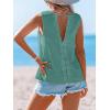 imageCUPSHE Womens Summer Tank Top Lace V Neck Sleeveless Back Open T Shirts Loose Fit Flowy Blouses Trendy Vacation OutfitsGreen