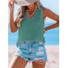 imageCUPSHE Womens Summer Tank Top Lace V Neck Sleeveless Back Open T Shirts Loose Fit Flowy Blouses Trendy Vacation OutfitsGreen