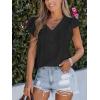 imageCUPSHE Womens Summer Tops Eyelet Embroidered Flutter Sleeves Button Fron Top Blouse 2025 FashionBlack