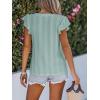 imageCUPSHE Womens Summer Tops Eyelet Embroidered Flutter Sleeves Button Fron Top Blouse 2025 FashionGreen