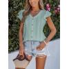 imageCUPSHE Womens Summer Tops Eyelet Embroidered Flutter Sleeves Button Fron Top Blouse 2025 FashionGreen