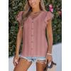 imageCUPSHE Womens Summer Tops Eyelet Embroidered Flutter Sleeves Button Fron Top Blouse 2025 FashionPink