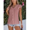 imageCUPSHE Womens Summer Tops Eyelet Embroidered Flutter Sleeves Button Fron Top Blouse 2025 FashionPink