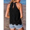 imageCUPSHE Womens Tank Tops Hollow Out Lace Boho Blouse Eyelet Embroidery Sleeveless Tops ShirtsBlack