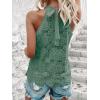 imageCUPSHE Womens Tank Tops Hollow Out Lace Boho Blouse Eyelet Embroidery Sleeveless Tops ShirtsLight Green
