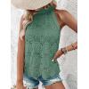 imageCUPSHE Womens Tank Tops Hollow Out Lace Boho Blouse Eyelet Embroidery Sleeveless Tops ShirtsLight Green