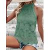 imageCUPSHE Womens Tank Tops Hollow Out Lace Boho Blouse Eyelet Embroidery Sleeveless Tops ShirtsLight Green