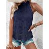 imageCUPSHE Womens Tank Tops Hollow Out Lace Boho Blouse Eyelet Embroidery Sleeveless Tops ShirtsNavy Blue