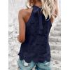 imageCUPSHE Womens Tank Tops Hollow Out Lace Boho Blouse Eyelet Embroidery Sleeveless Tops ShirtsNavy Blue