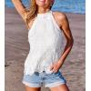 imageCUPSHE Womens Tank Tops Hollow Out Lace Boho Blouse Eyelet Embroidery Sleeveless Tops ShirtsWhite