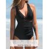 imageCUPSHE Womens Tankini Sets Two Piece Swimsuit V Neck Bathing Suit Mesh Crisscross Back Strappy Adjustable Self TieBlack