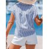 imageCUPSHE Womens Top Botton Down V Neck Stripe Sleeveless Relaxed Blouse Casual Loose SummerBlue