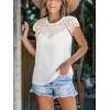 imageCUPSHE Womens Top Eyelet Lace Mock Neck Short Sleeve Blouse Casual Hollow Out Shirts Loose TrendyWhite