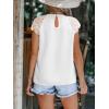 imageCUPSHE Womens Top Eyelet Lace Mock Neck Short Sleeve Blouse Casual Hollow Out Shirts Loose TrendyWhite