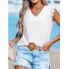 imageCUPSHE Womens Top Eyelet Lace V Neck Flutter Sleeve Blouse Casual Hollow Out Shirts Loose TrendyWhite