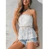 imageCUPSHE Womens Top Lace Peplum Top Elegant Tube Top Summer Sleeveless OffShoulder Blouse Casual Party Beach LooseWhite
