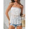 imageCUPSHE Womens Top Lace Peplum Top Elegant Tube Top Summer Sleeveless OffShoulder Blouse Casual Party Beach LooseWhite