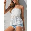 imageCUPSHE Womens Top Lace Peplum Top Elegant Tube Top Summer Sleeveless OffShoulder Blouse Casual Party Beach LooseWhite