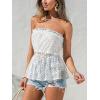 imageCUPSHE Womens Top Lace Peplum Top Elegant Tube Top Summer Sleeveless OffShoulder Blouse Casual Party Beach LooseWhite