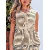 imageCUPSHE Womens Top Round Neck Stripe Sleeveless Front Tied Blouse Summer Loose Casual Dressy Shirt 2025 TrendyBlack
