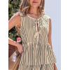 imageCUPSHE Womens Top Round Neck Stripe Sleeveless Front Tied Blouse Summer Loose Casual Dressy Shirt 2025 TrendyBlack