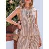 imageCUPSHE Womens Top Round Neck Stripe Sleeveless Front Tied Blouse Summer Loose Casual Dressy Shirt 2025 TrendyRed