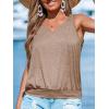 imageCUPSHE Womens Top V Neck Knit Sleeveless Shirts Dressy Tank Tops 2025 Fashion Blouse Summer CasualKhaki