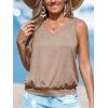imageCUPSHE Womens Top V Neck Knit Sleeveless Shirts Dressy Tank Tops 2025 Fashion Blouse Summer CasualKhaki