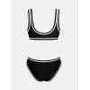 imageCUPSHE Womens Two Piece Bikini Sets Scoop Neck Bathing Suits Color Block Button Wide Straps Mide Rise SwimwearBlackBeige