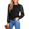 imageCUPSHE Faux Leather Tops for Women Long Sleeve Mock Neck Blouse Fall Fashion 2025Black