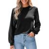 imageCUPSHE Faux Leather Tops for Women Long Sleeve Mock Neck Blouse Fall Fashion 2025Black2