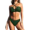 imageCUPSHE Womens Bikini Sets Adjustable Halter Strappy Swimsuit Crisscross Cutout Scalloped Mid RiseForest Green