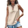 imageCUPSHE Womens Lace Top V Neck Sleeveless Summer Beach Tank Top Blouse ShirtBeige