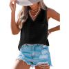 imageCUPSHE Womens Summer Tank Top Lace V Neck Sleeveless Back Open T Shirts Loose Fit Flowy Blouses Trendy Vacation OutfitsBlack