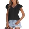 imageCUPSHE Womens Summer Tops Eyelet Embroidered Flutter Sleeves Button Fron Top Blouse 2025 FashionBlack
