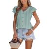 imageCUPSHE Womens Summer Tops Eyelet Embroidered Flutter Sleeves Button Fron Top Blouse 2025 FashionGreen