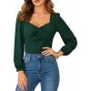 imageCUPSHE Womens Sweetheart Neck Tops Twist Front Long Sleeve Blouse Dressy Fall Going Out ShirtGreen