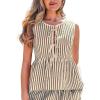 imageCUPSHE Womens Top Round Neck Stripe Sleeveless Front Tied Blouse Summer Loose Casual Dressy Shirt 2025 TrendyBlack