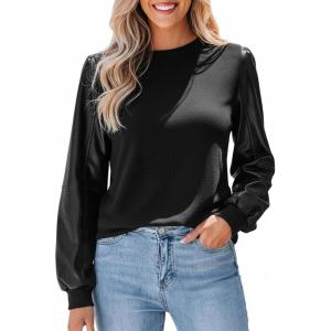 imageCUPSHE Faux Leather Tops for Women Long Sleeve Mock Neck Blouse Fall Fashion 2025Black2