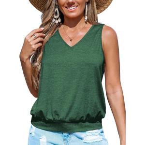 imageCUPSHE Womens Top V Neck Knit Sleeveless Shirts Dressy Tank Tops 2025 Fashion Blouse Summer CasualGreen