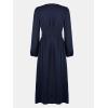 imageCUPSHE Fall Dresses for Women V Neck Long Sleeve Tunic Waist Slit Solid Color A Line Midi Casual DressNavy Blue