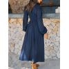 imageCUPSHE Fall Dresses for Women V Neck Long Sleeve Tunic Waist Slit Solid Color A Line Midi Casual DressNavy Paisley