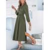 imageCUPSHE Fall Dresses for Women V Neck Long Sleeve Tunic Waist Slit Solid Color A Line Midi Casual DressOlive Green