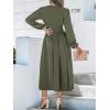 imageCUPSHE Fall Dresses for Women V Neck Long Sleeve Tunic Waist Slit Solid Color A Line Midi Casual DressOlive Green