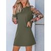 imageCUPSHE Mini Dresses for Women Round Neck Sheer Long Sleeve Floral Knit A Line Fall Casual DressOlive Green