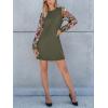 imageCUPSHE Mini Dresses for Women Round Neck Sheer Long Sleeve Floral Knit A Line Fall Casual DressOlive Green