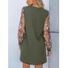 imageCUPSHE Mini Dresses for Women Round Neck Sheer Long Sleeve Floral Knit A Line Fall Casual DressOlive Green