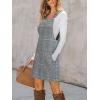 imageCUPSHE Women Corduroy Fall Dresses Front Bib Pocket Square Neck Wide Strap Casual Overall Mini DressBlue Plaid