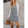imageCUPSHE Women Corduroy Fall Dresses Front Bib Pocket Square Neck Wide Strap Casual Overall Mini DressBlue Plaid